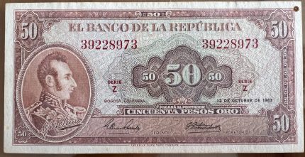 Billete 50 pesos oro 1967
