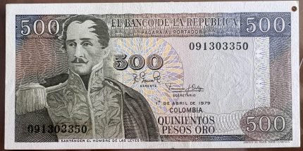 Billete 500 pesos oro 1979 (Película Transparente)