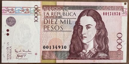 Billete 10000 pesos 2001 (Reposición)