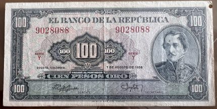 Billete 100 pesos oro 1958