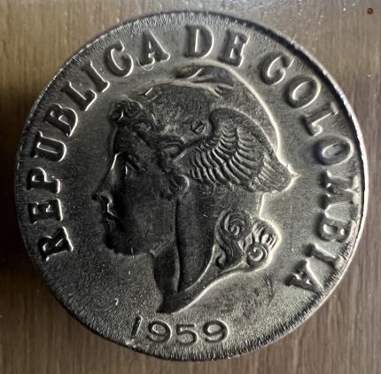 Moneda 2 centavos 1959 (Giro a las 7)