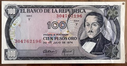 Billete 100 pesos oro 1974