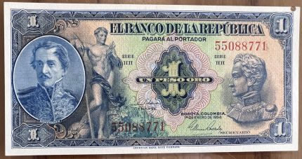 Billete 1 peso oro 1954 (Ultima Fecha)