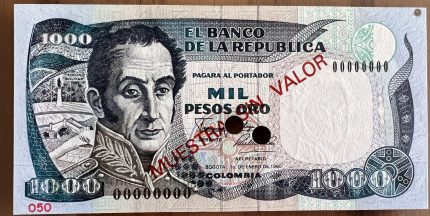 Billete 1000 pesos oro 1990 (Especimen)
