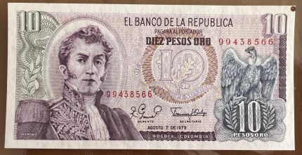 Billete 10 pesos oro 1979