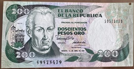 Billete 200 pesos oro 1991